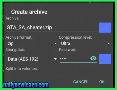 How to compress and extract GTA SA apk and other files by using ZArchiver